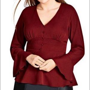 NWT | City Chic | Faux Button Up Peplum Top